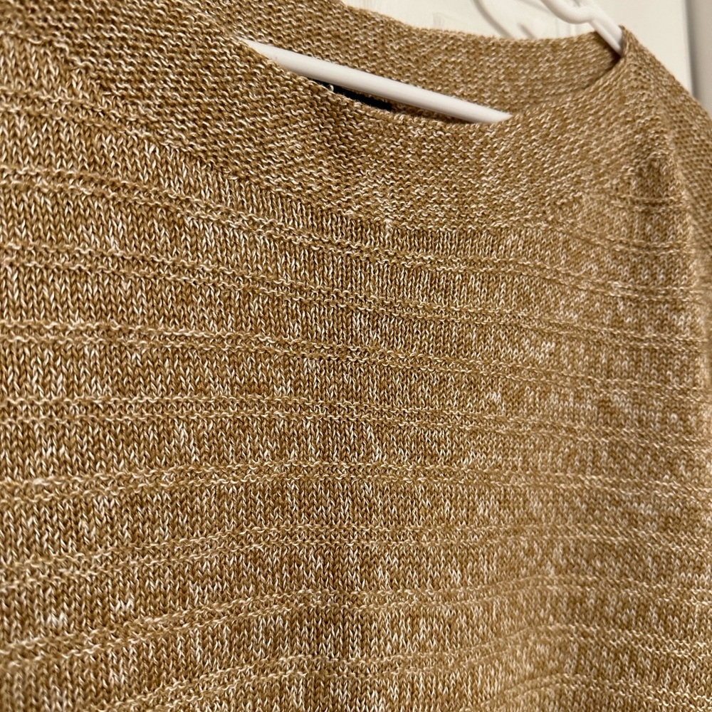 Talbots boatneck cap sleeve sweater- marbled tan and white